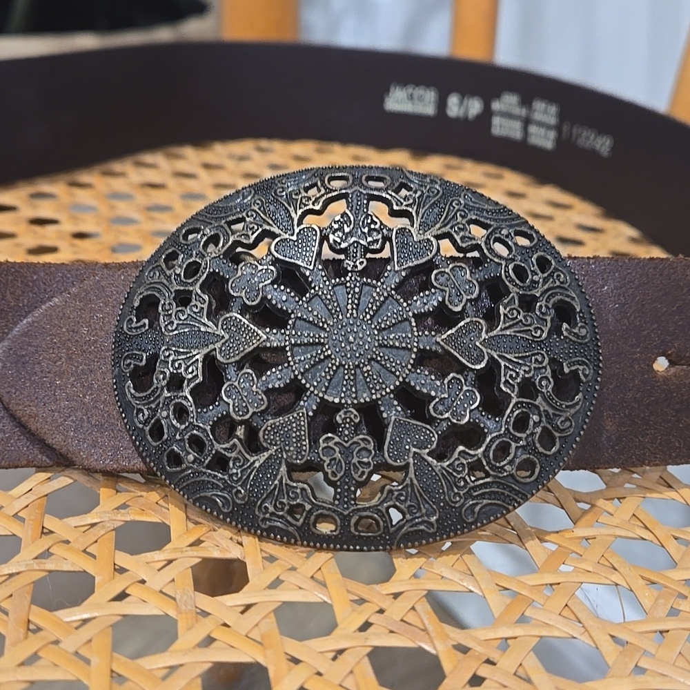 Y2K Jacob Connection Genuine Leather Belt With Metal Boho Buckle - Picture 2 of 8